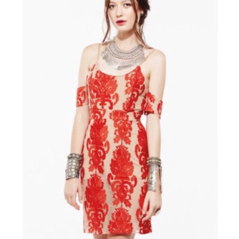 For love and lemons Vienna red lace off shoulder